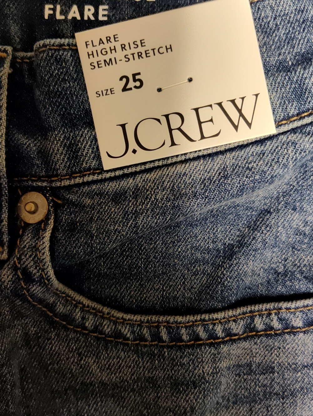 NWT! Women's J. Crew High Rise Semi-Stretch Flare Jeans - Size 25 - Picture 4 of 5